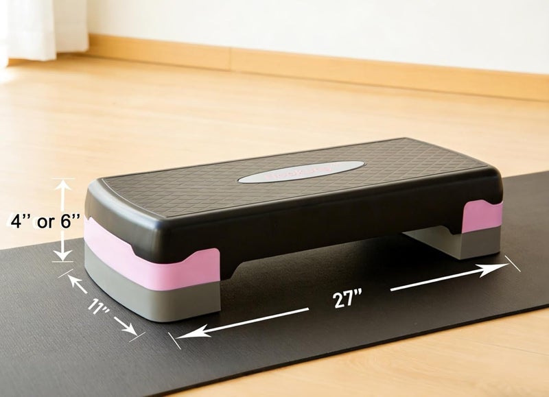 HooKung Height-Adjustable 4"-6" Aerobics Step Platform Fitness Equipment Workout Stepper Trainer For Indoor Exercise - Image 2